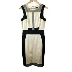 JAX colorblock pencil sheath dress womans 6 career work office chic